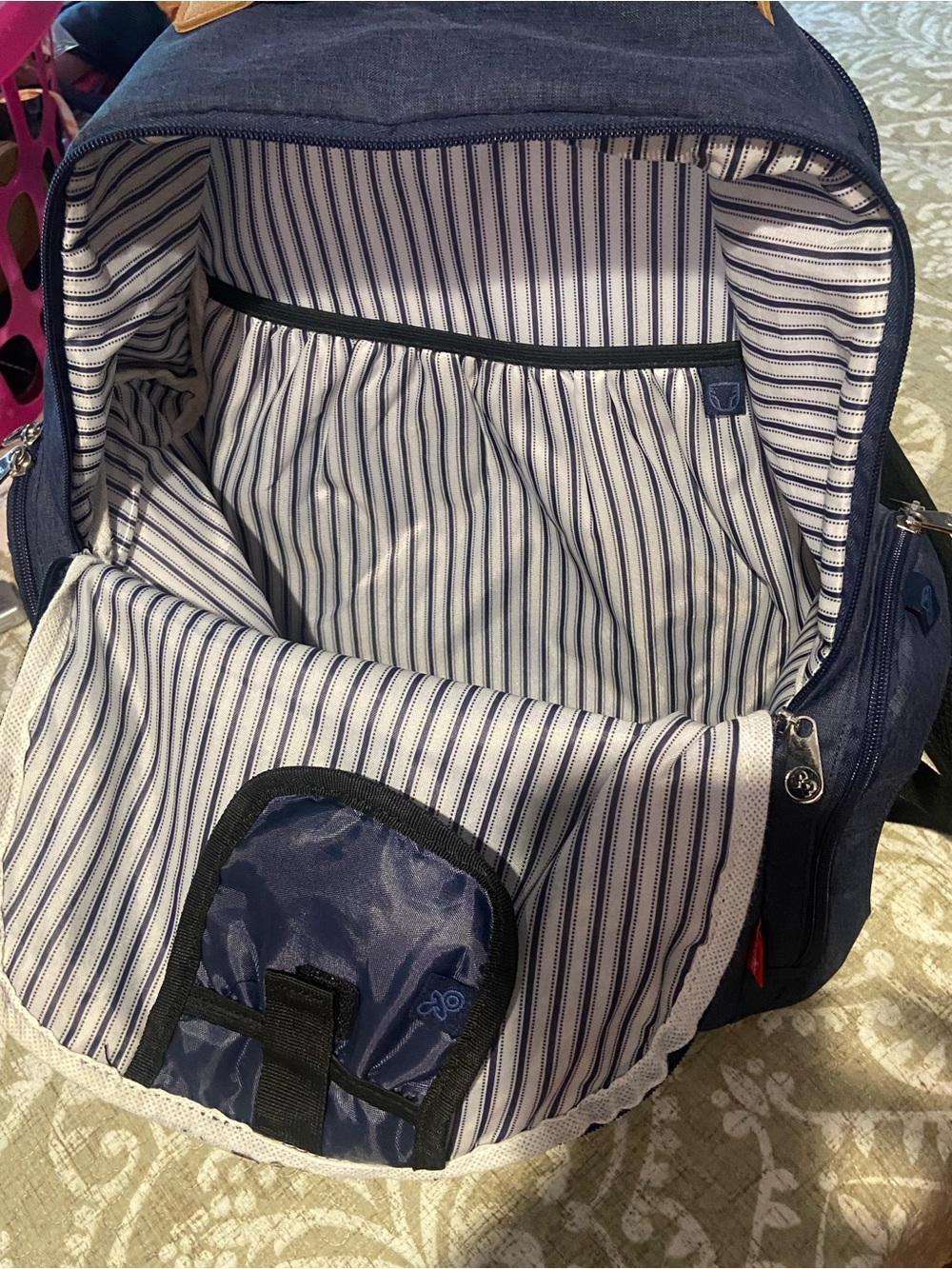 Fisher-Price Navy Blue baby diaper Backpack with Black Accents lots of space - Picture 11 of 13